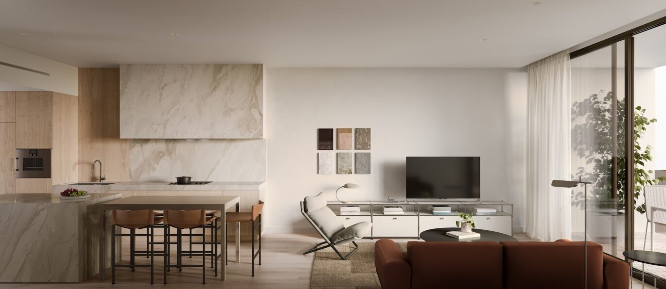 Gabriel Saunders Claremont Street 24 2 Bed Apt Living Kitchen Type3 V2